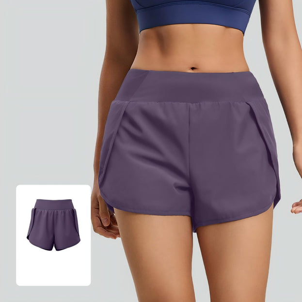 Breathable Double-Layer Running Yoga Shorts with Side Pockets