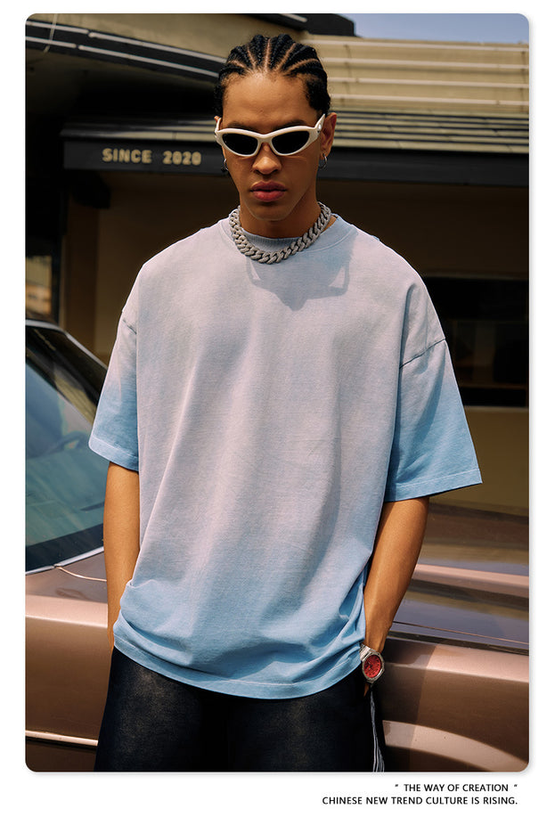 Summer's New Fashionable Commuter Youth Washed And Aged Street Trend Men's T-shirts