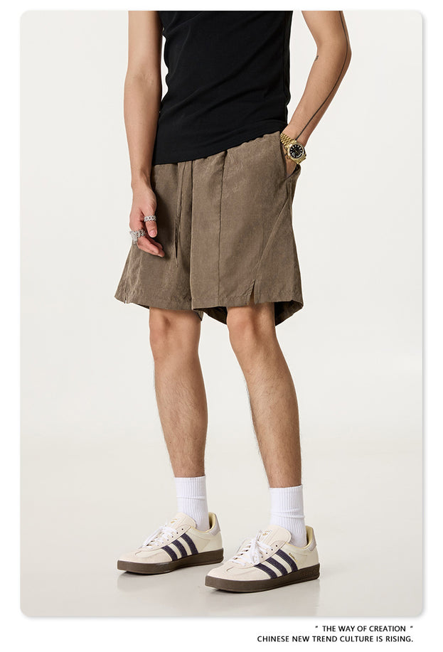 Summer Solid-color Beach Capre Pants, Waterproof Quick-drying Men's Shorts