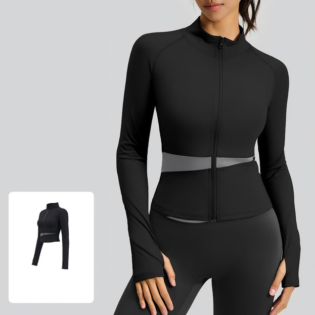 High-Neck Slim-Fit Multi-Color Yoga Jacket
