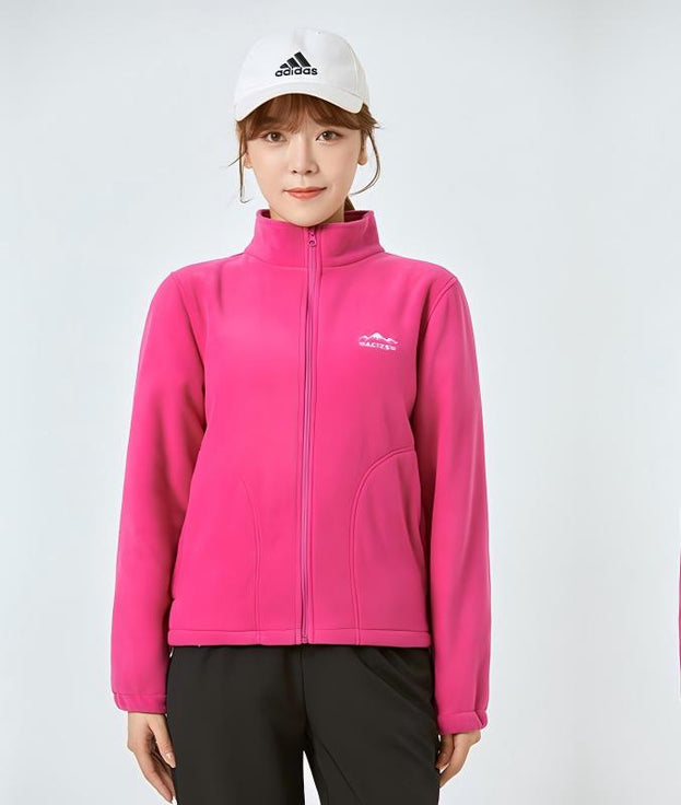 Vertical Collar Zipper Double-sided Fleece Jacket Coat