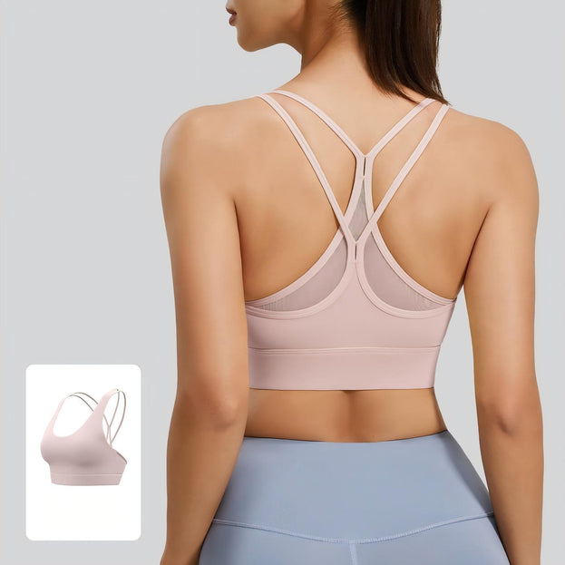 Net Fabric Back-Crossing Motion Yoga Vest