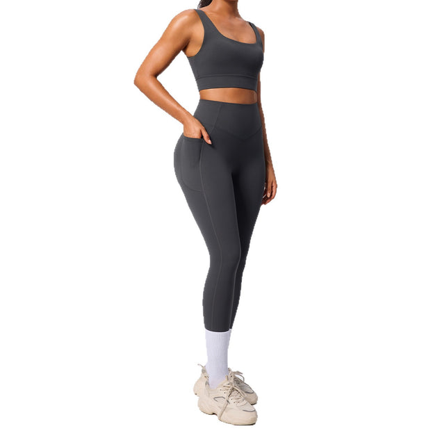 Women's High-Waist Slimming Abdominal Exercise Yoga Belt With Pocket Set