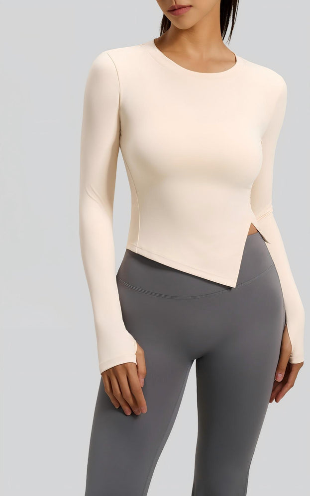 Moisture-wicking Naked Sensation Long Sleeve Slim Fit Slit Yoga Wear