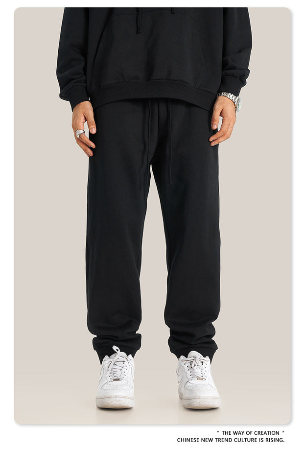 Sporty Drawstring Basic Style Trendy Solid-color Men's Sweatpants