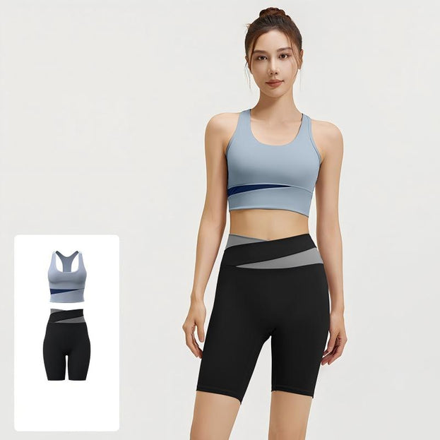 Women's Color-Blocked Casual Sporty Bare-Fit Yoga Set