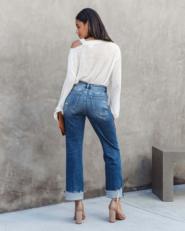 Summer Fashion Casual Versatile Washed Straight Denim Pant for Women