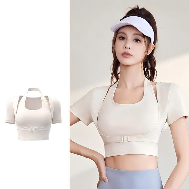 Breathable Fitness Yoga Tight Neck Short Sleeve Women