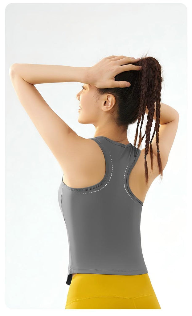 Integrated Round-Neck Sports Vest for Yoga