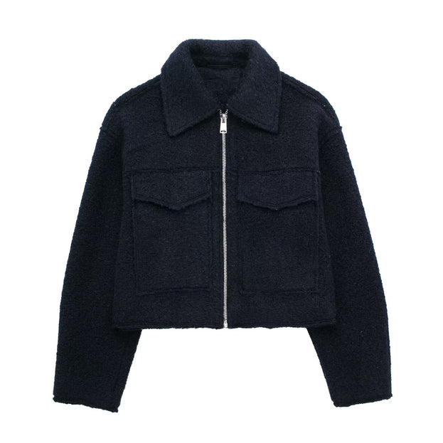 Spring and Autumn Fashionable and Casual Versatile Short Tweed Jacket for Women