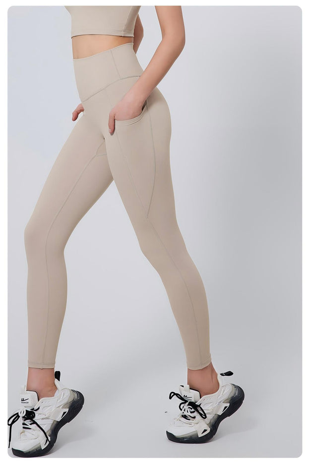 Women's High-Waisted Tight-Fit Sports Yoga Pants With Pockets