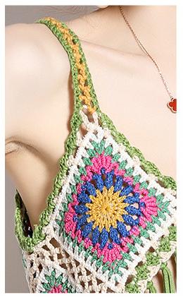 Hollowed Out Colorful Tassel Top and Skirt Two-Piece Set