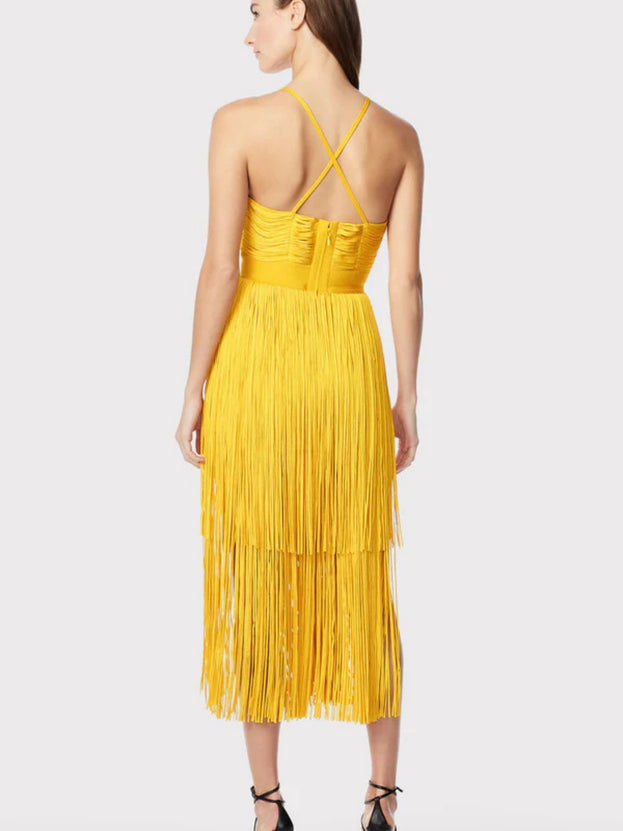 Summer French Elegant Fringed Deep V-Neck Halter Dress for Women