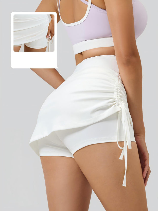 Pleated False Two-Piece Anti-Bare-Buttock Sports Shorts
