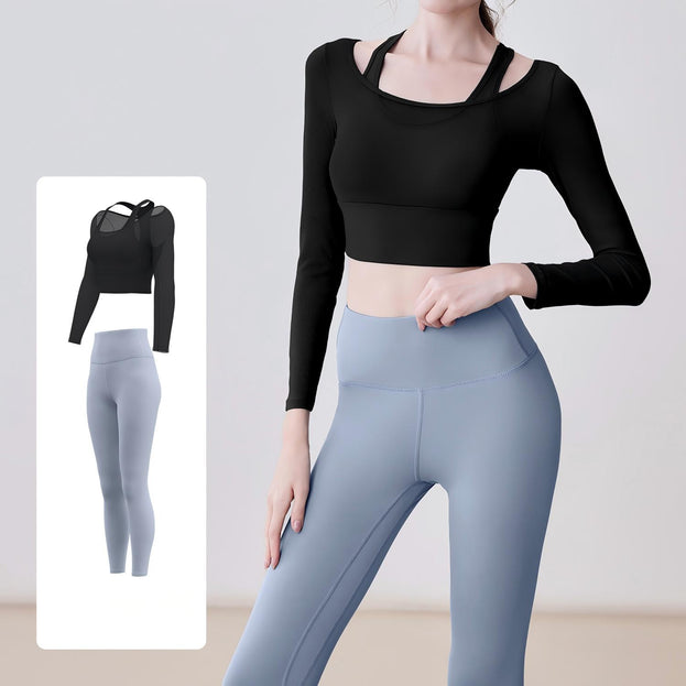 Naked Mesh Hollow Yoga Fitness Suit for Women