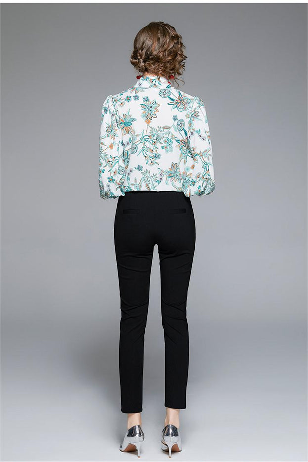 Western Style Female Design Sense Bubble Sleeve Shirt Female European Shirt Lantern Sleeve