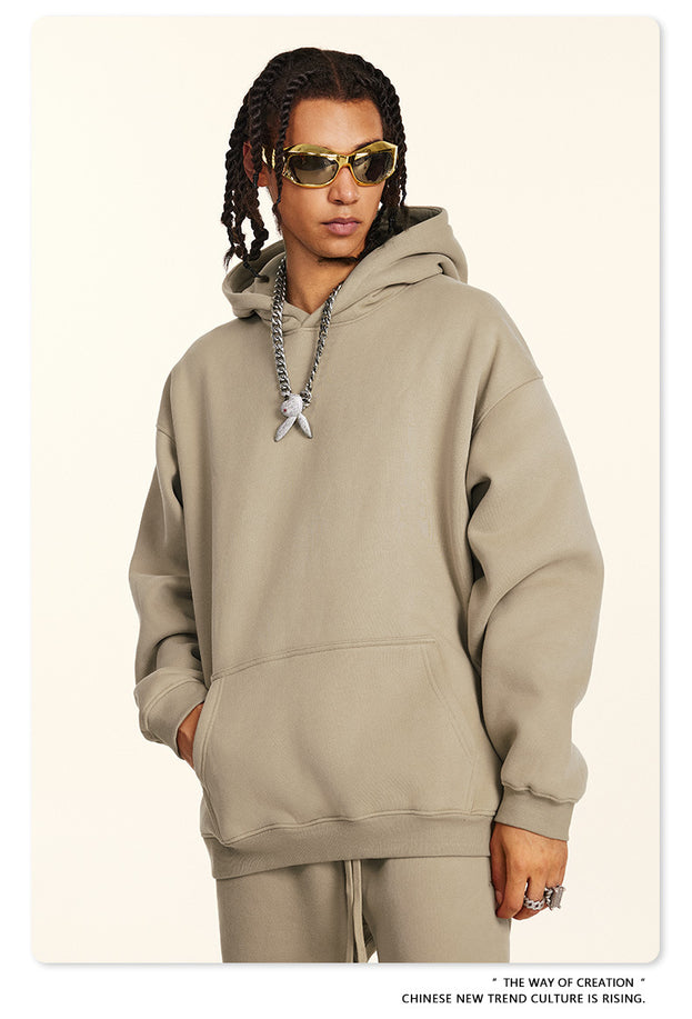 Dopamine Solid-color Fashionable Casual Commuting Youth Hooded Men's Sweatshirt