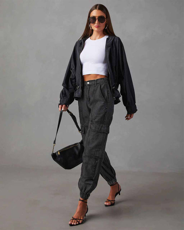 Summer Low-Waist Daily Ankle-Cut Denim Pant with Pockets for Women