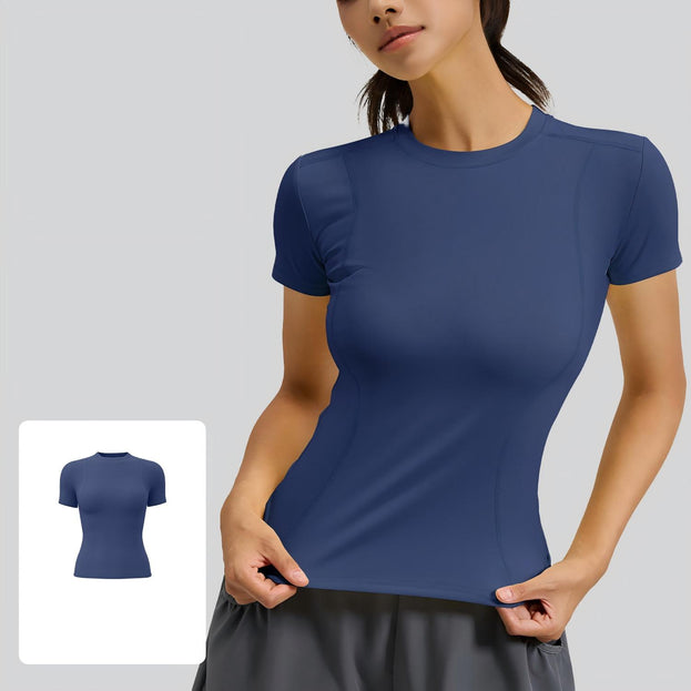 Slim-Fit Sports Tight Round-Neck Yoga T-shirt