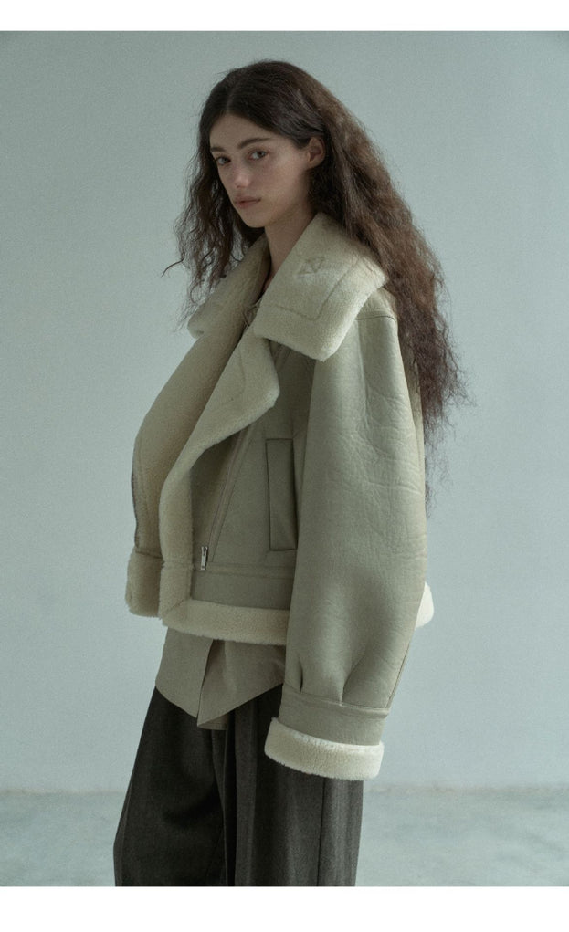 Winter's Heavyweight Fashion PU Fur Granular Warm Plush Women Jacket