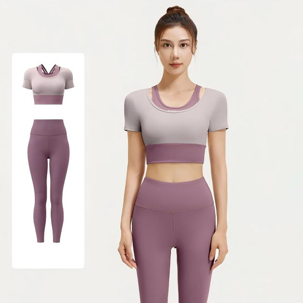 Two-Piece Sports Bra and Yoga Set with Built-in Pads