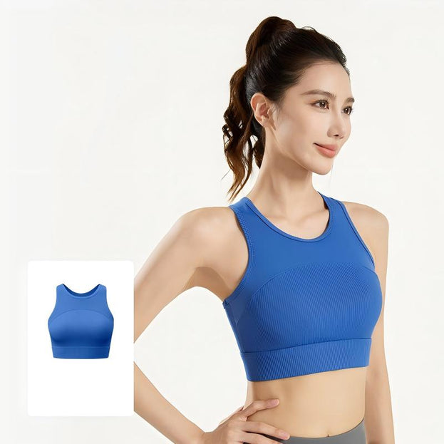 Sports Bra with Fixed Cups and Racerback Straps for Women