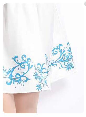 Vintage Lace Patchwork Print Fashion Temperament Long-Sleeved Skirt Dress