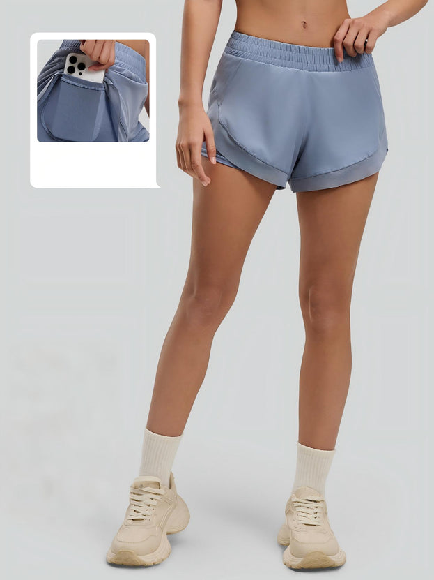 Women's Naked Yoga Mesh Shorts with Pocket
