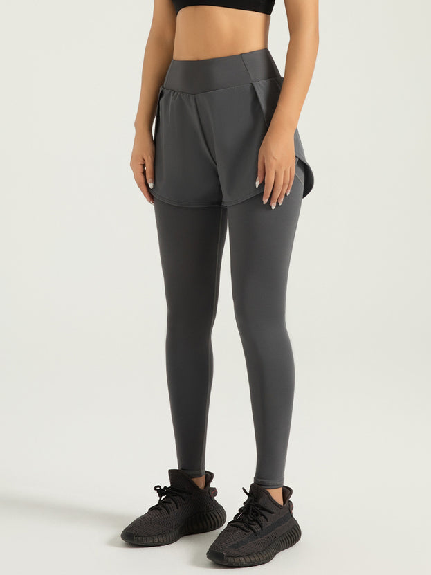 Two Pairs Of High-Waisted Fitness Yoga Pants with Pockets