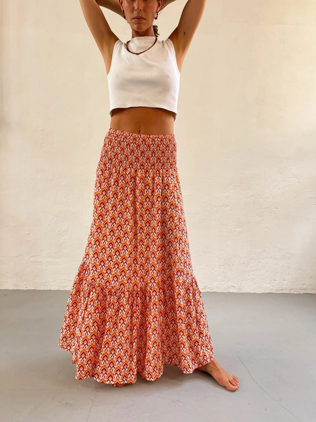 Summer Fashion Versatile Casual Daily A-Line Printed Pleated Skirt for Women