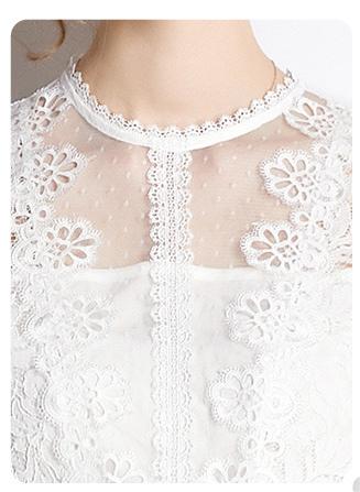 Lace Slim Lace Dress Temperament Show Thin Long Sleeve A-Line MIDI Skirt