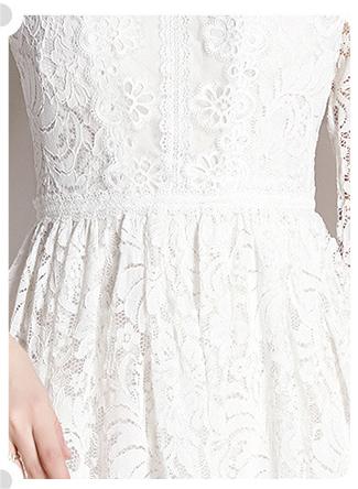 Lace Slim Lace Dress Temperament Show Thin Long Sleeve A-Line MIDI Skirt