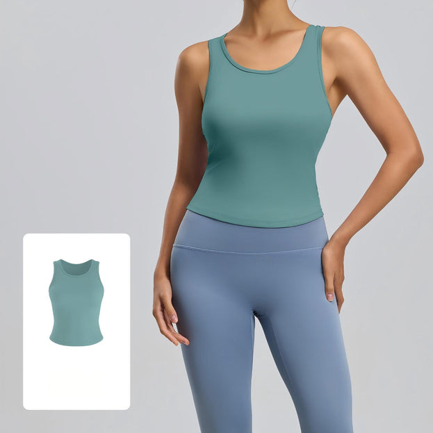 Integrated Round-Neck Sports Vest for Yoga