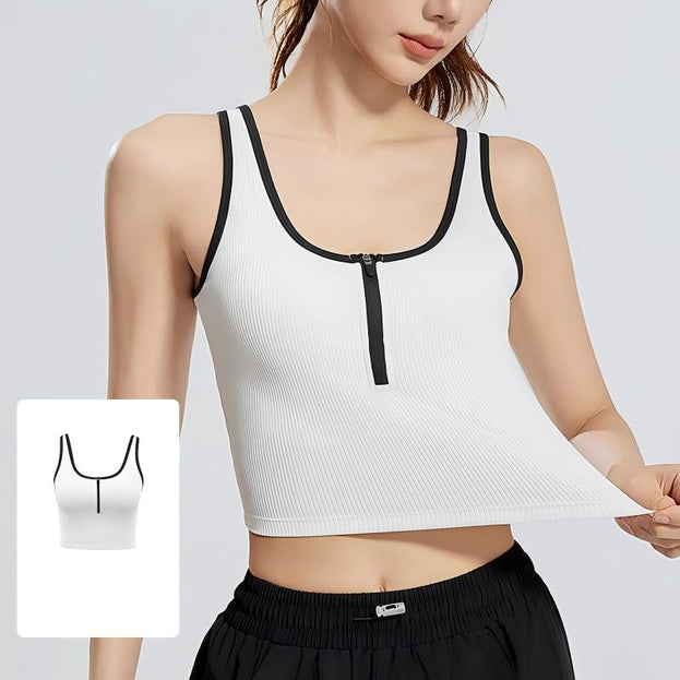 Women's Contrast Stripe Yoga Vall with Zipper