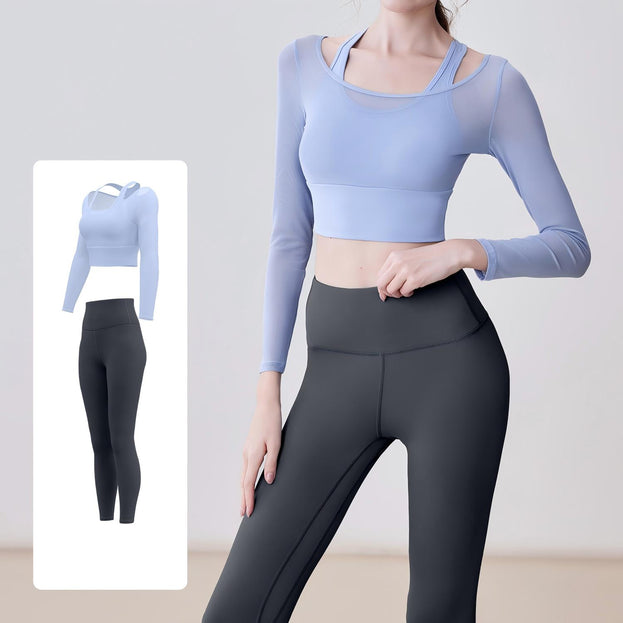 Naked Mesh Hollow Yoga Fitness Suit for Women