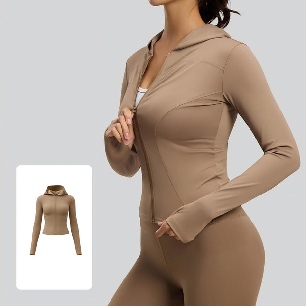 Women's High-Bomb Naked Slim-Fit Tight Hooded Yoga Clothes