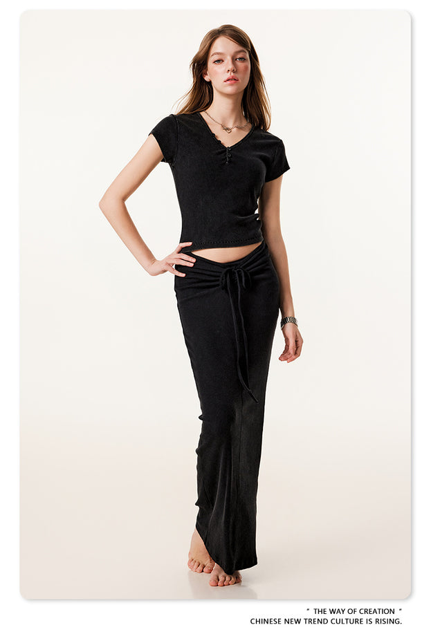 Summer fashionable and sexy slim-fitting pleated skirt