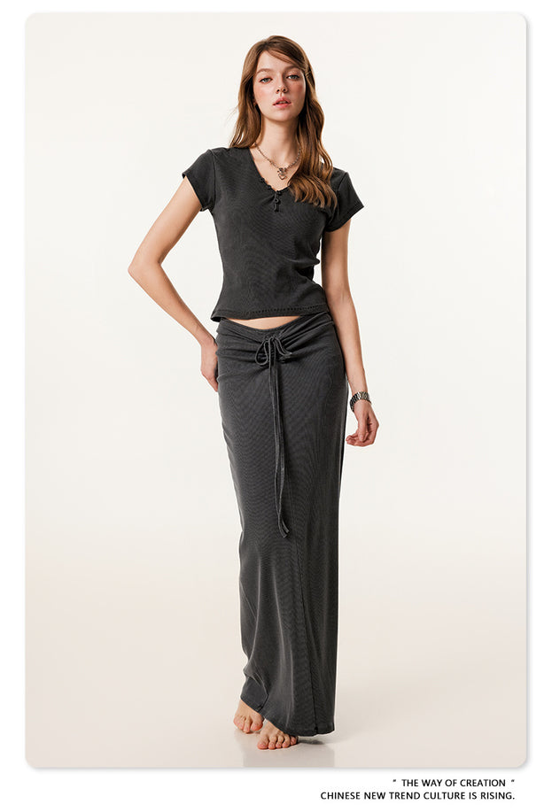 Summer fashionable and sexy slim-fitting pleated skirt