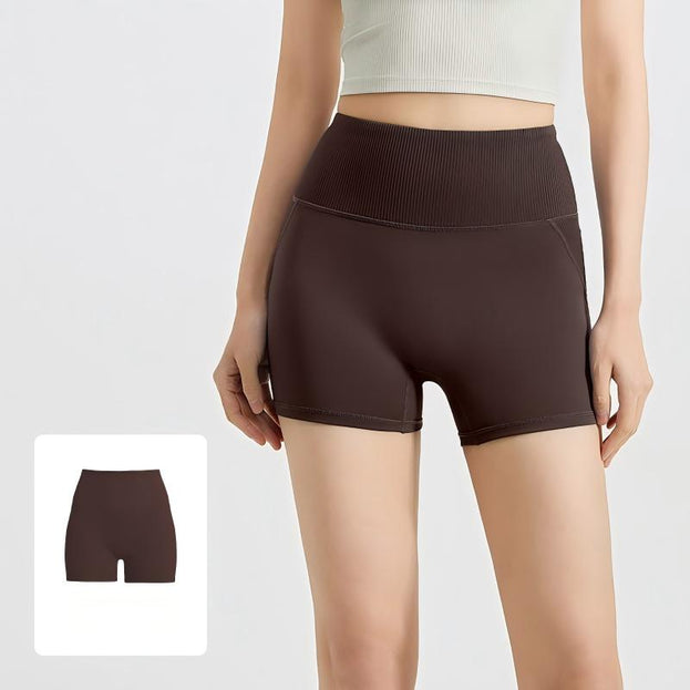 Striped High-Waisted Seamless Sports Yoga Shorts