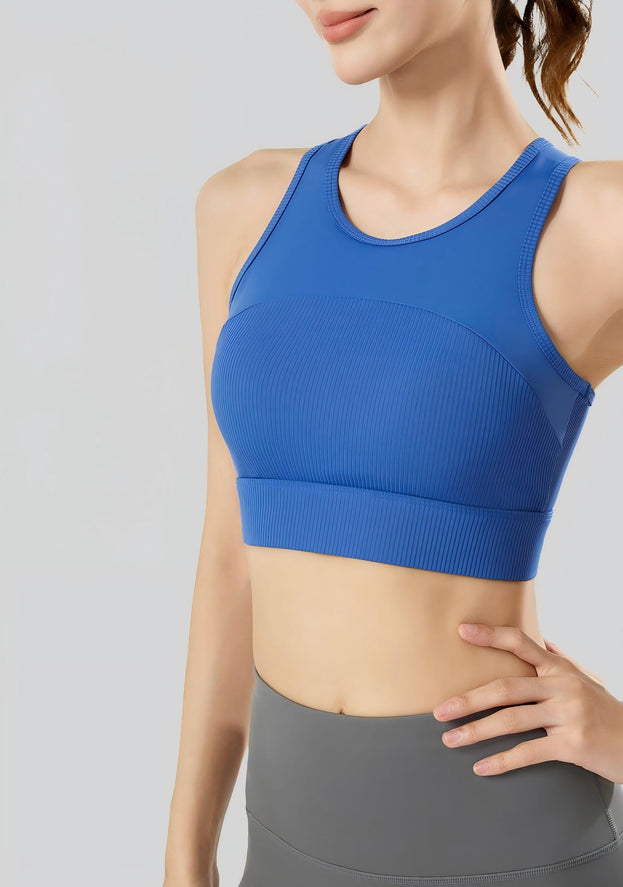 Sports Bra with Fixed Cups and Racerback Straps for Women