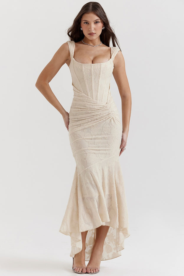 Summer Fashionable Square-Neck Sexy Slim-Fitting Asymmetrical Slip Dress for Women