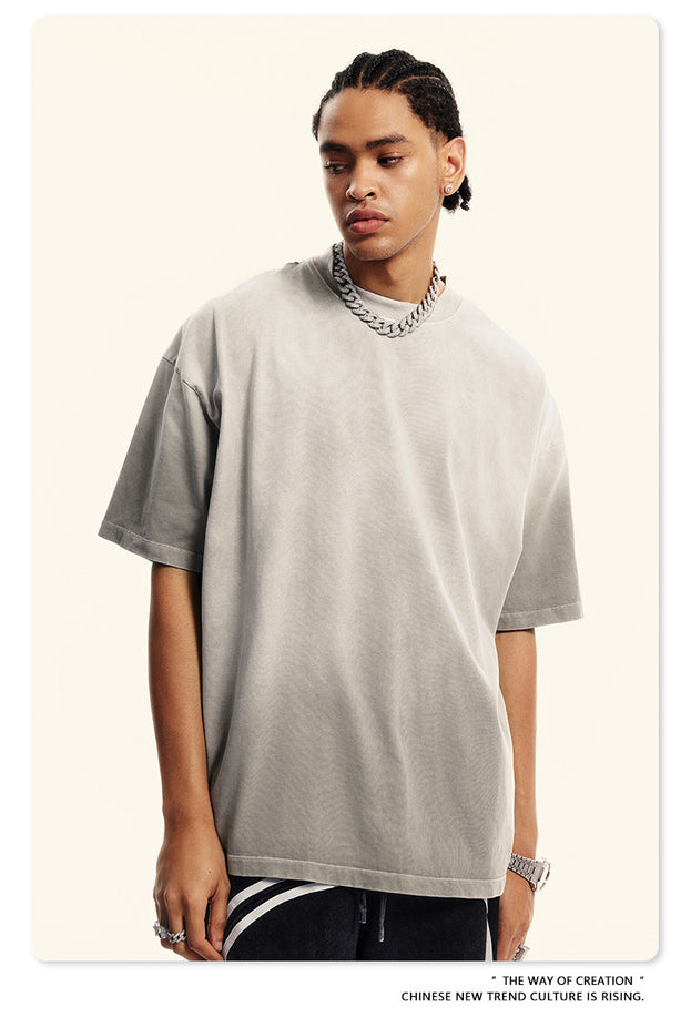 Summer's New Fashionable Commuter Youth Washed And Aged Street Trend Men's T-shirts