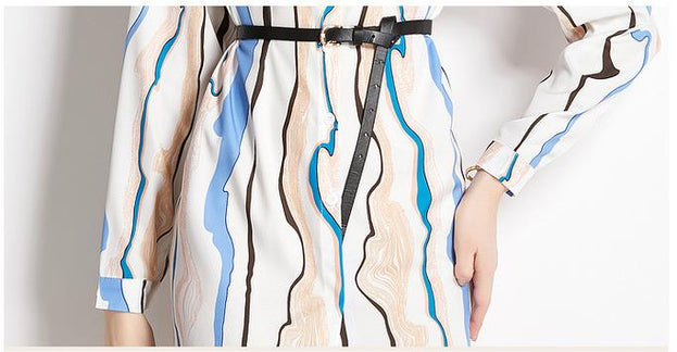 Long Sleeve Shirt With Lapel Collar Fashion Slim Vintage Printed Long Shirt