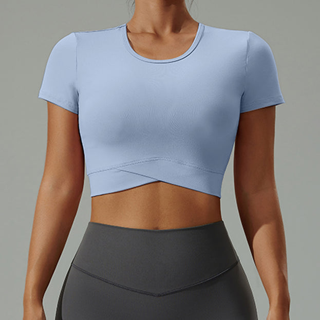 Women's Low-Cut Round-Neck Fitness Yoga Breathable Top