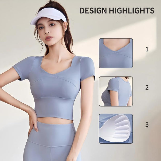 Running Sporty Yoga Top With Built-in Bra Support