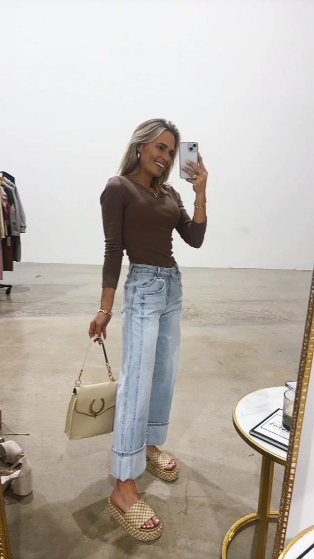 Summer Casual Fashion Straight Loose Washed Denim Pant for Women