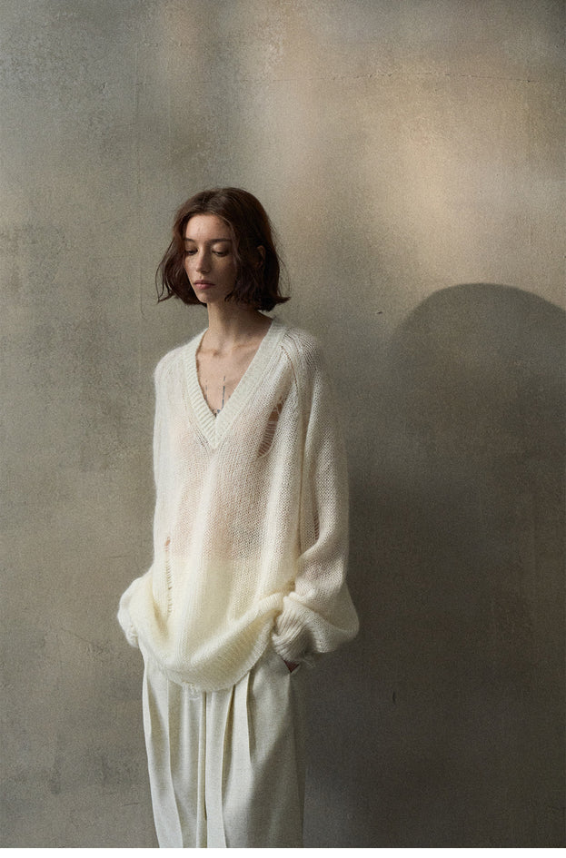 Mohafur Spring Fashion Openwork Fringed Laid-back Knit Wear