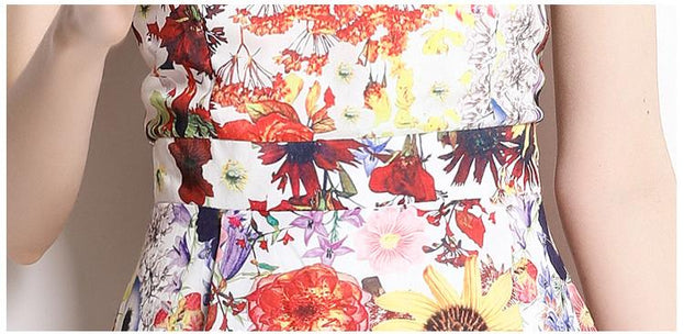 Fashion Holiday Style Floral Dress Vintage Print Suspender Skirt MIDI Skirt