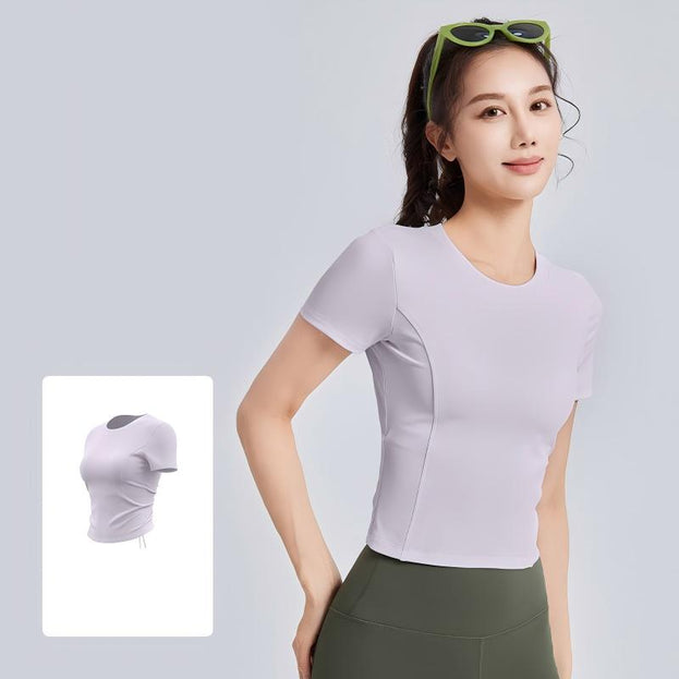 New Elastic-Wrapped Pleated Yoga Short with Underwire Support