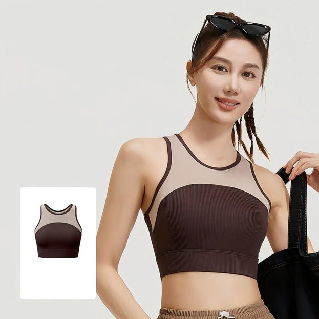 Sports Bra with Fixed Cups and Racerback Straps for Women